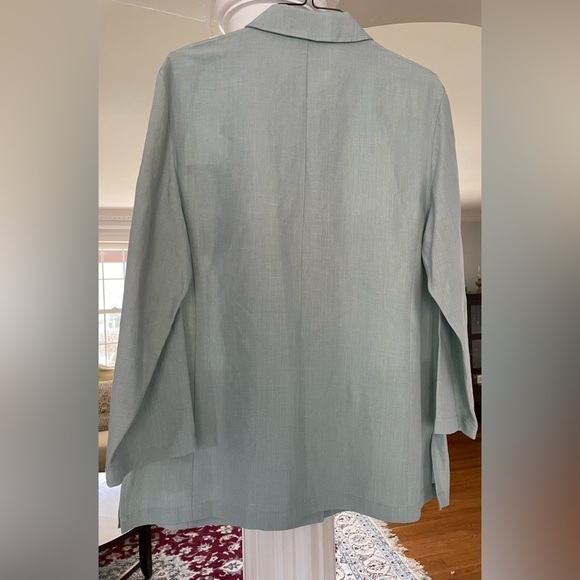 K  G R jacket/ blazer women, mint green long shirt/ jacket size 16 cotton - Picture 2 of 6